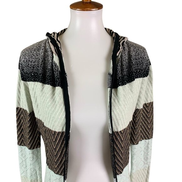 BKE Women’s Hooded Open Front Cardigan Sweater Size S Multi-Color Knit Longline - Picture 2 of 7